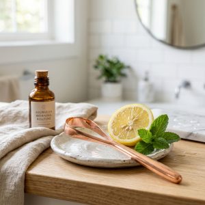 Grattoir a Langue Ayurvedique en Cuivre Pur